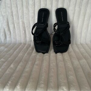 Azalea Wang Black Knotted Square Toe Sandals Size 7 | Minimalist Slide